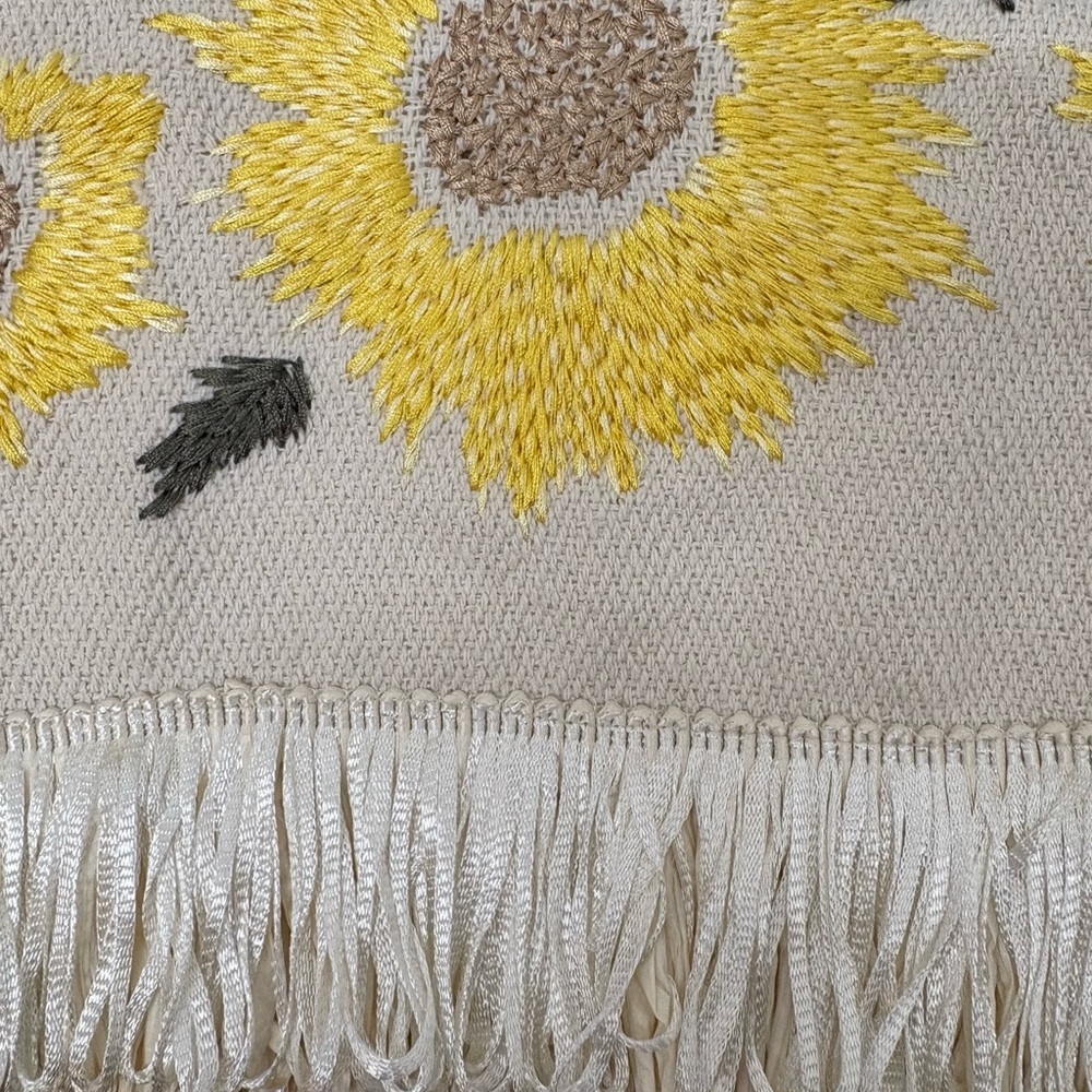 Boston Proper Yellow Floral Embroidered Mini Skirt with Fringe - Picture 4 of 5